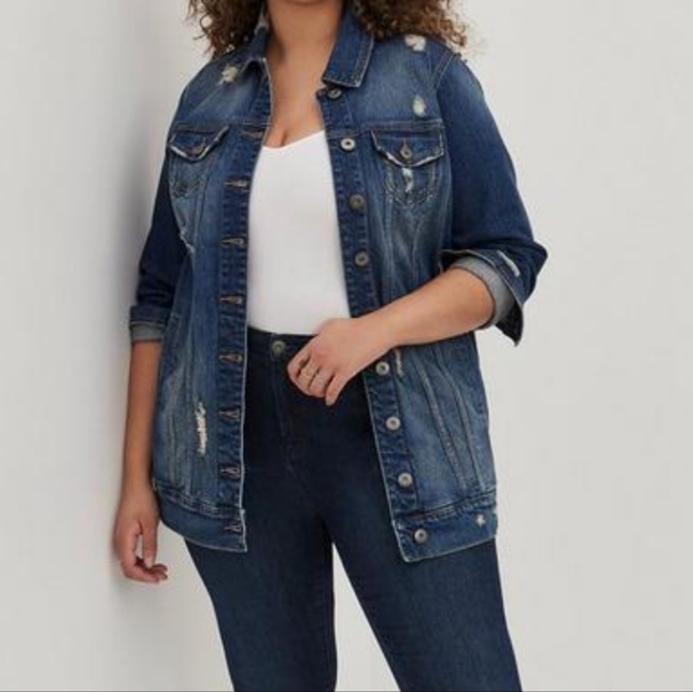 Torrid Longline Denim Jacket - Medium Wash